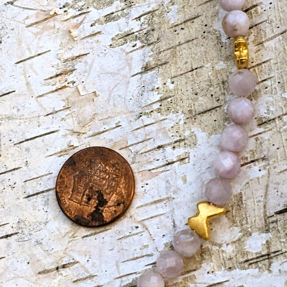 Natural Pink Kunzite  In Half And Half Design Beaded Necklace Choker - Picture 8 of 10